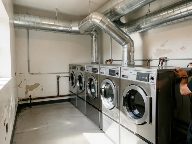 Fort Myers Dryer Vent Cleaning team performing large-scale commercial dryer vent cleaning in Fort Myers