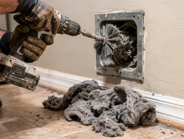 Certified Fort Myers Dryer Vent Cleaning technician performing dryer vent cleaning in Fort Myers